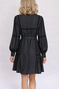 Gold Hawk Denim Tencel Lace Trim Dress in dark grey - women's dress - alternate view