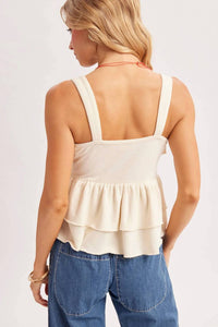Bluivy - Ruffle Tiered Self-Tie Camisole Top