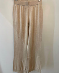 Minnie Rose Women's Cotton Cashmere Frayed Edge Wide Leg Pants in brown sugar - women's pants