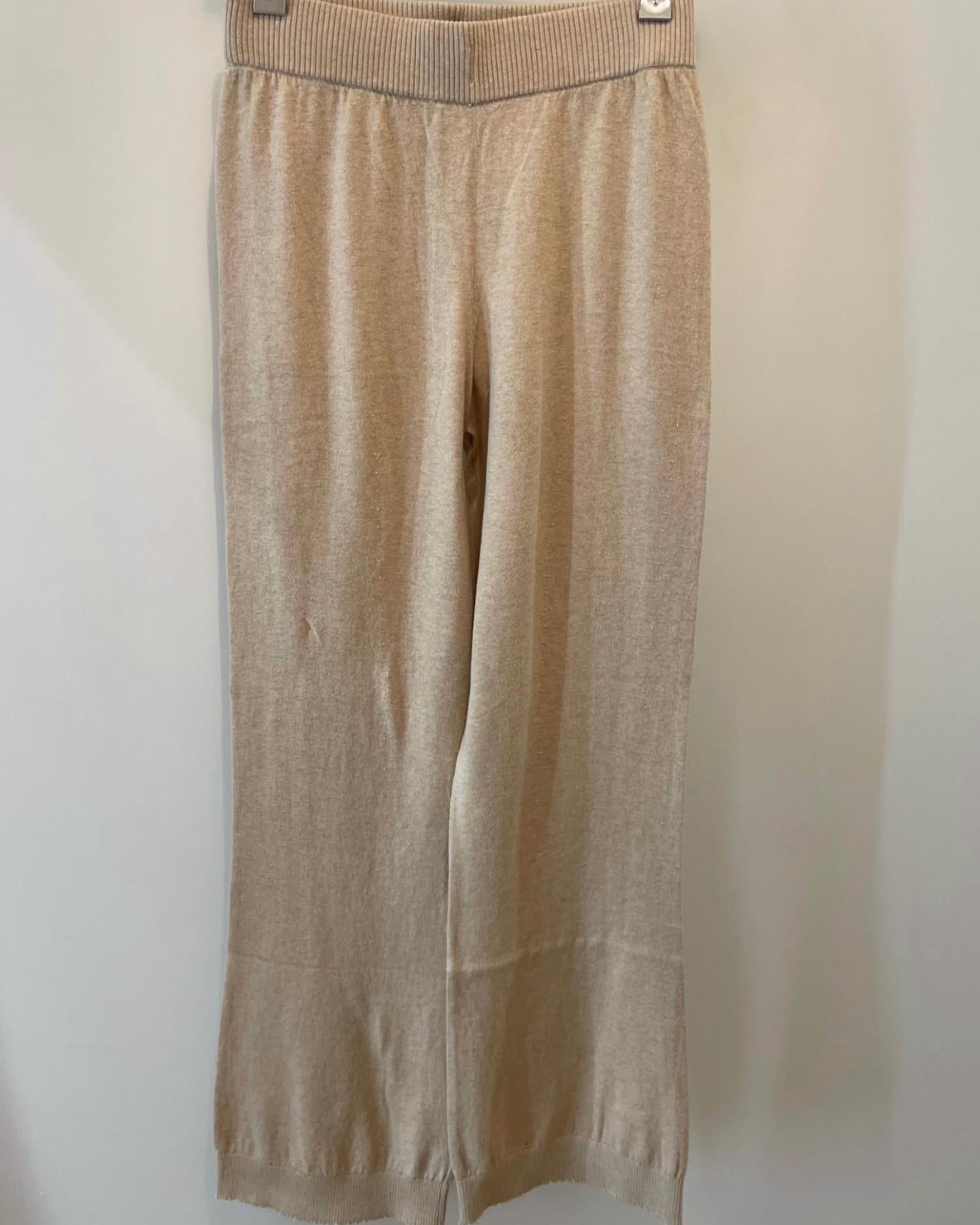 Minnie Rose Women's Cotton Cashmere Frayed Edge Wide Leg Pants in brown sugar - women's pants