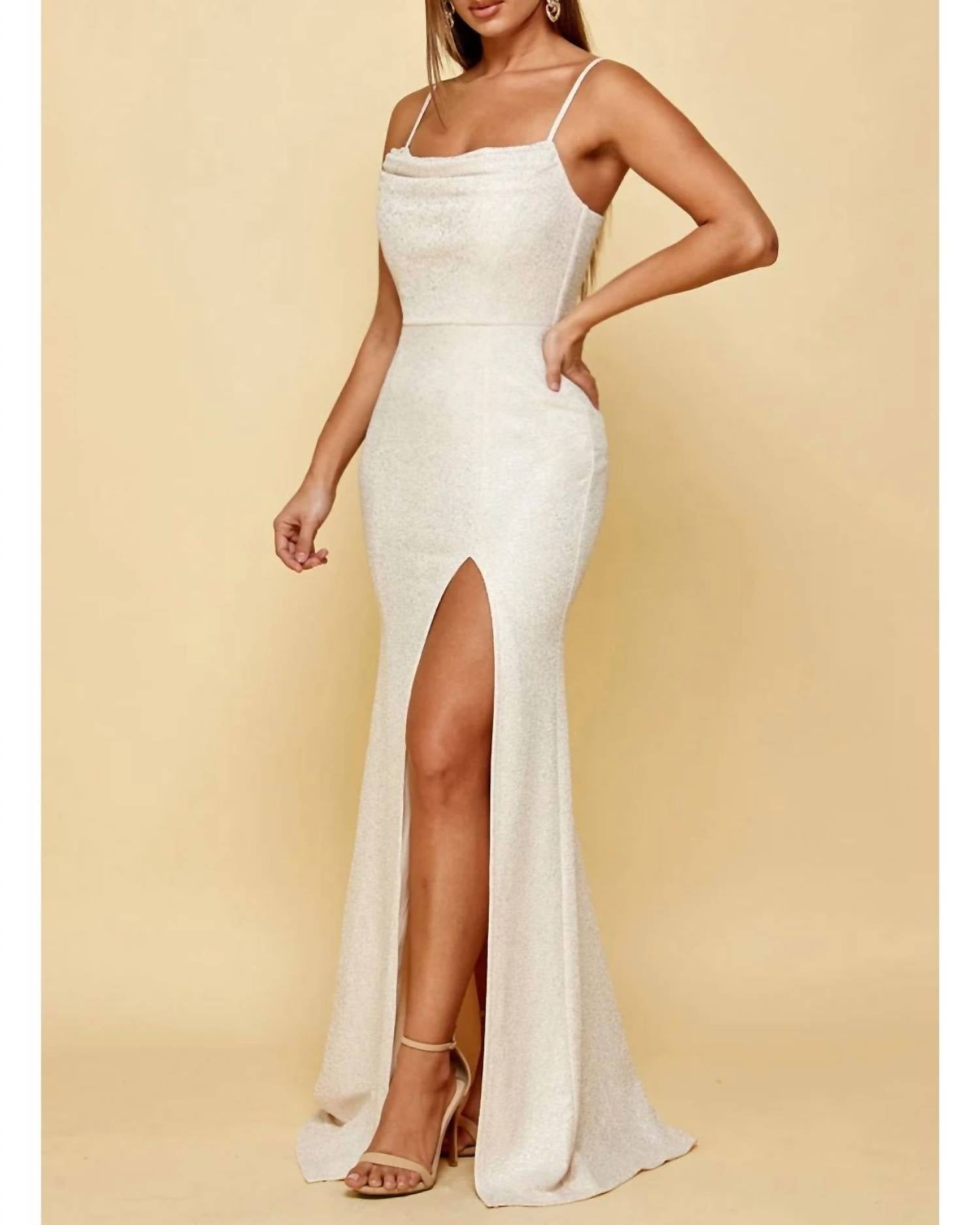 Cinderella Divine - Cowl Neck Glitter Gown