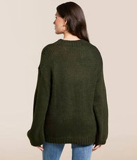Baevely by Wellmade For The Love Of Boots Sweater in dark green - women's sweater - detail view