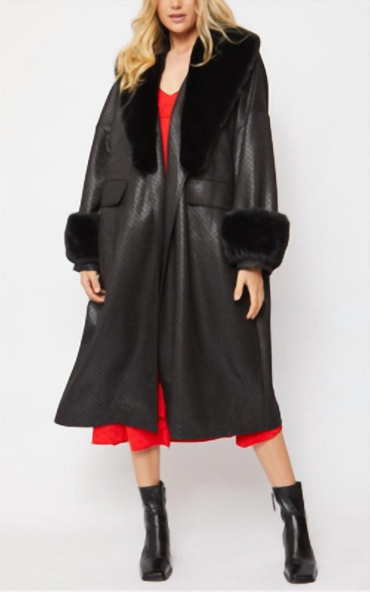 Jayley - Jayley Oversized Faux Suede Jacket With Detachable Faux Fur Cuffs & Collar