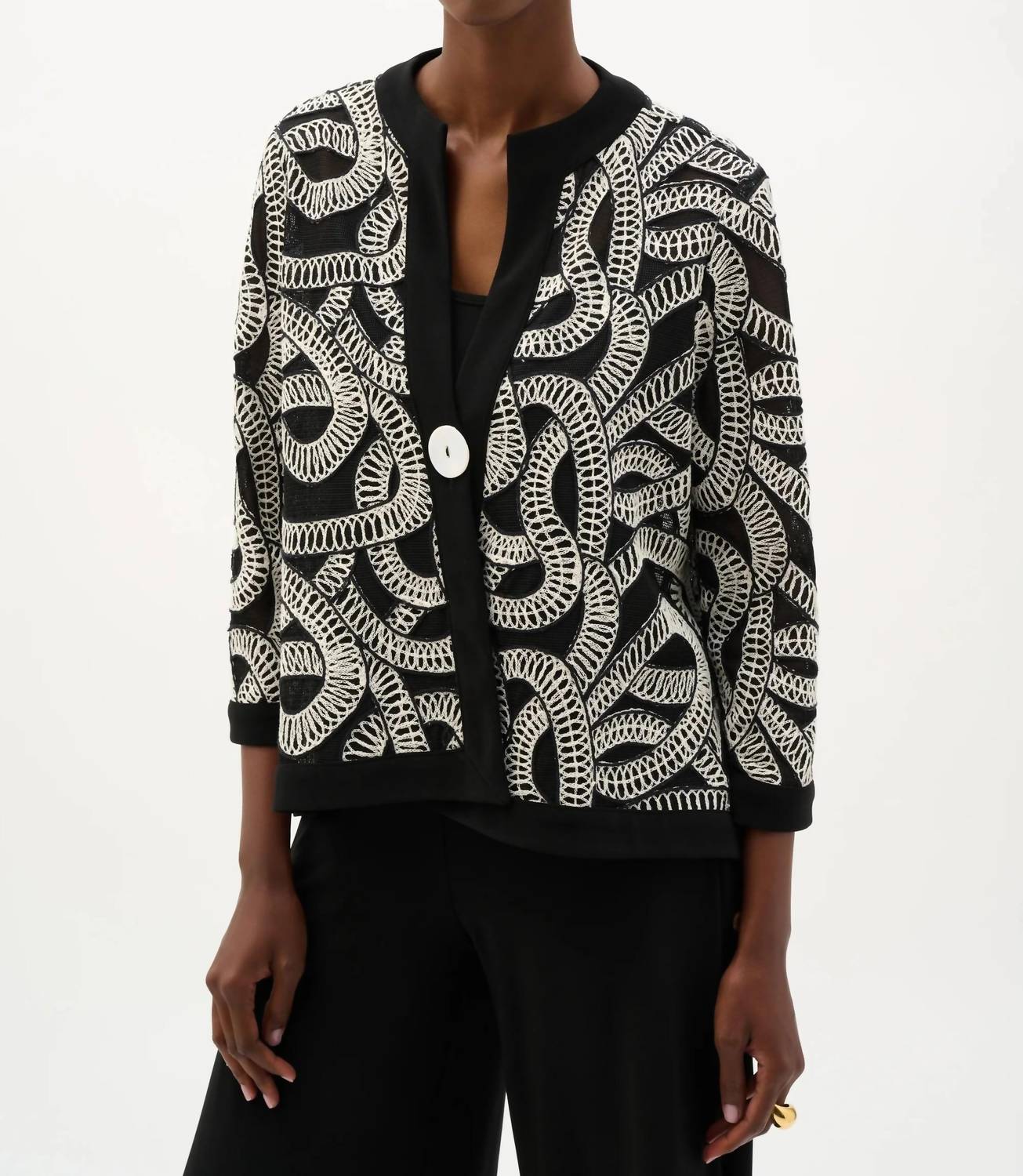 Joseph Ribkoff - Embroidered Mesh Swing Jacket