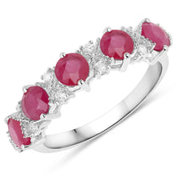 Diana M Jewels Women's Round Natural Ruby Fashion Ring (1.61 Ct) - Classic in 14k white gold - women's jewelry