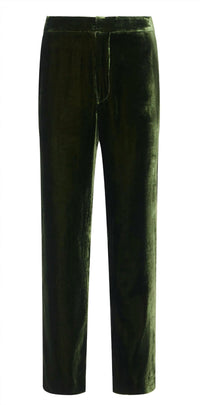 L'Agence Rebel Trouser in deep olive velvet - women's pants - alternate view