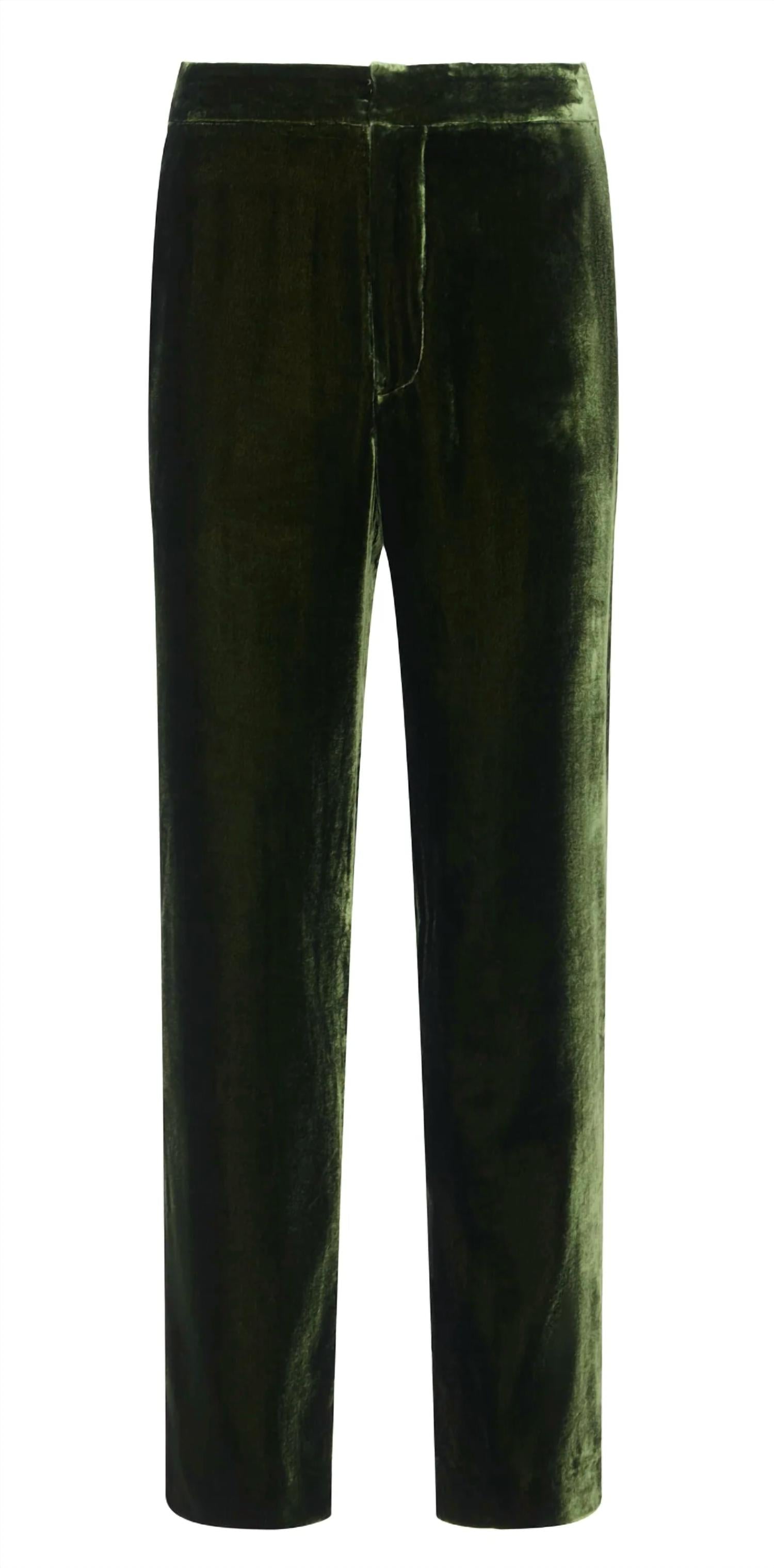 L'Agence Rebel Trouser in deep olive velvet - women's pants - alternate view