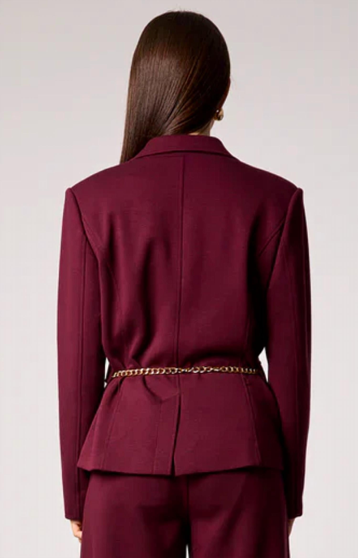 BLUE REVIVAL Taylor Blazer in burgundy - women's jacket - detail view
