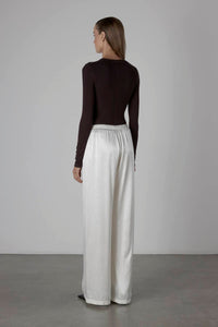 Enza Costa - SILK RIB LONG SLEEVES U-NECK TOP