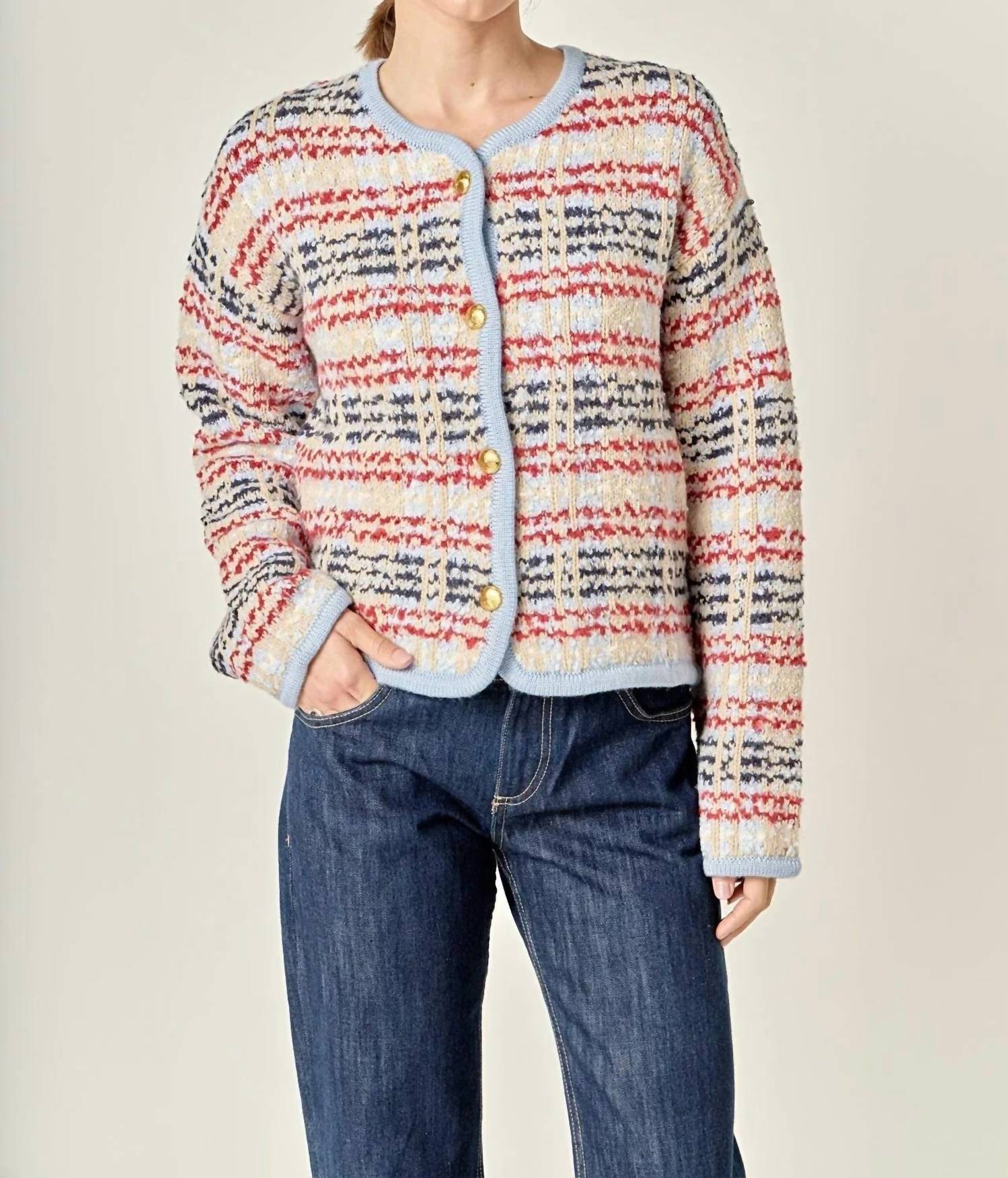 English Factory Textured Striped Jacket - women's jacket