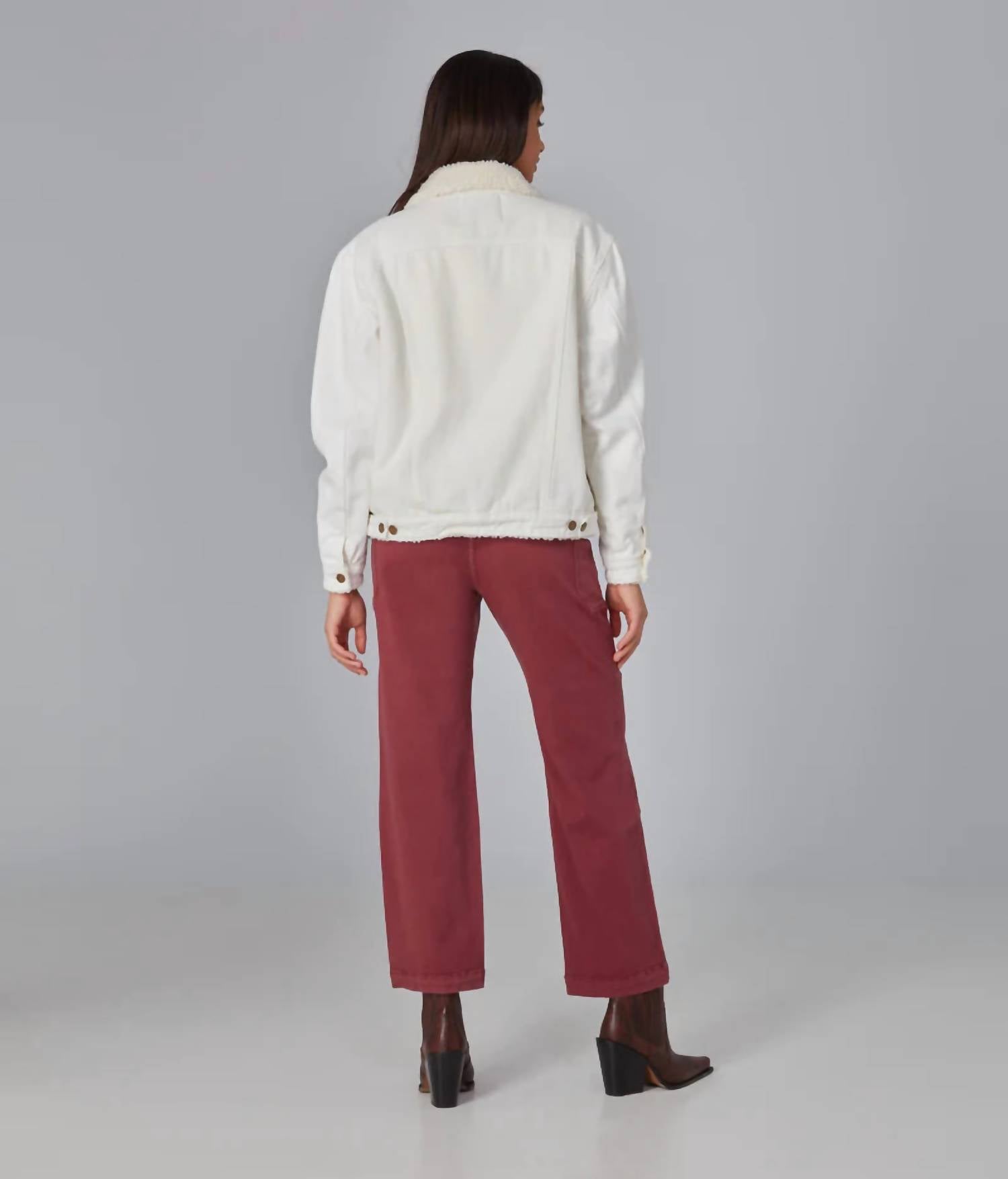 LOLA JEANS Women's River Oversized Trucker Denim Jacket in white - women's jacket - detail view