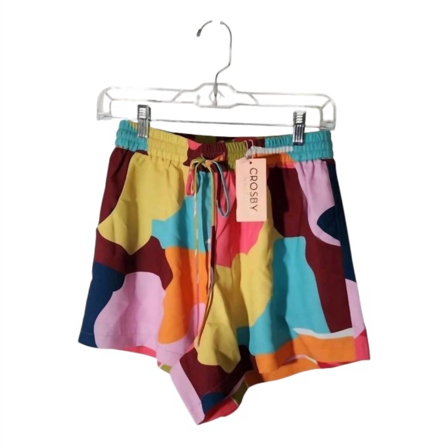 Crosby by Mollie Burch Sara High Rise Shorts in black poppy - women's shorts - detail view