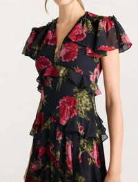 cinq a sept Baroque Rose Tatum Dress in obsidian multi - women's dress - view 4