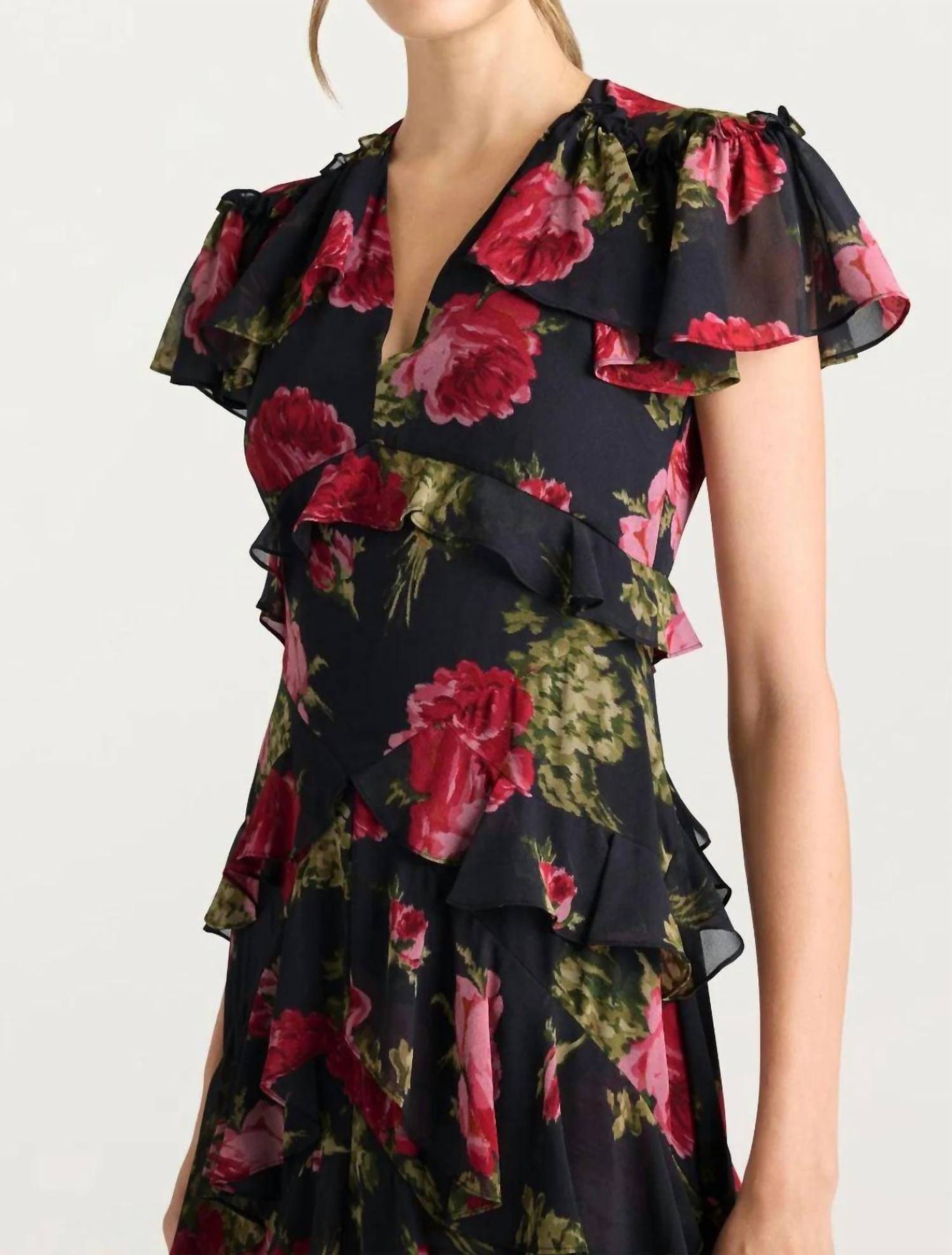 cinq a sept Baroque Rose Tatum Dress in obsidian multi - women's dress - view 4