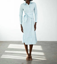 Never a Wallflower Sasha Shirt Midi Dress in blue stripe - women's dress - view 4