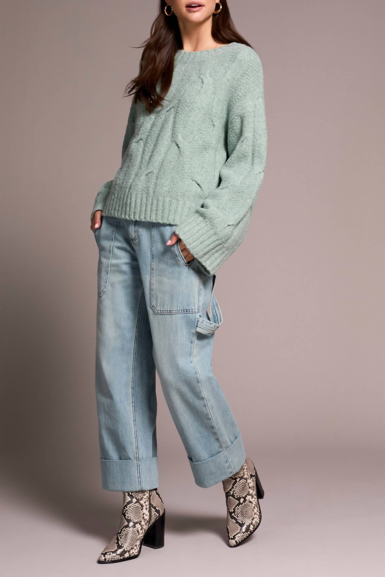 Tribal - Cable-Knit Textured Crewneck Sweater