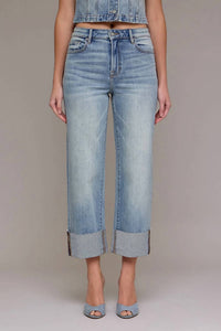 Risen - High Rise Straight Cuffed Jeans