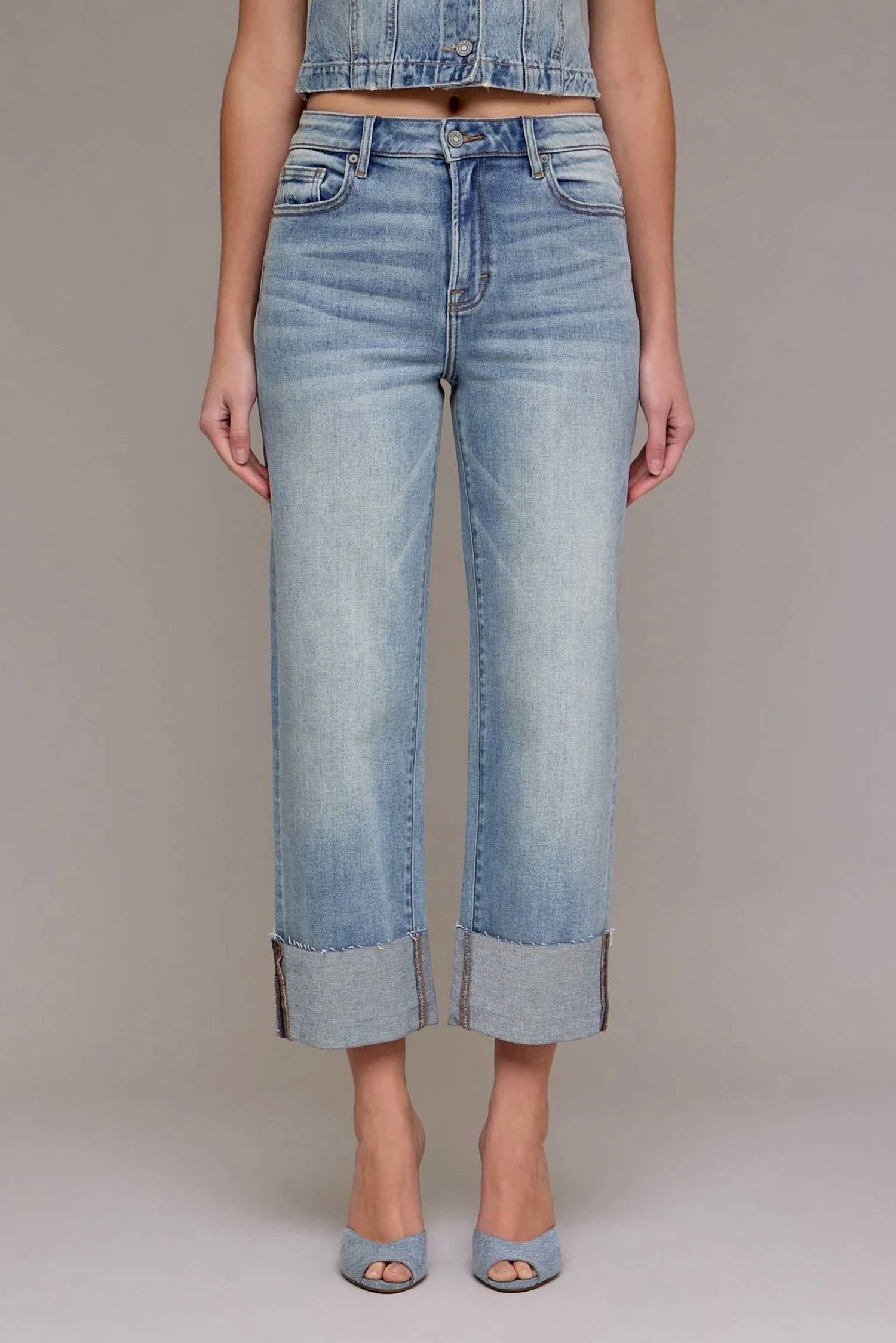Risen - High Rise Straight Cuffed Jeans