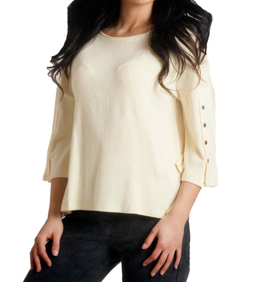 Adriana Kashmira 3/4 Button Sleeve Sweater