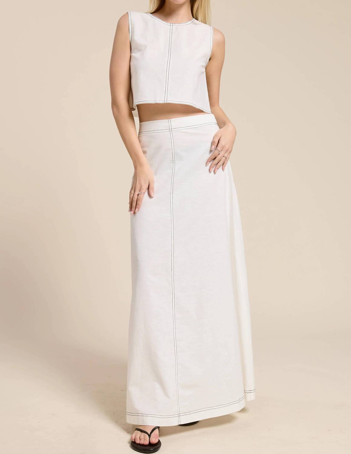 Mimosa - Santorini Linen Maxi Skirt Set