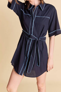 English Factory - Stitch Detailed Shirt Mini Dress