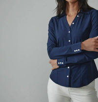 7Diamonds Luxe Wrinkle Free Blouse in midnight - women's shirt - view 5