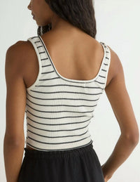 Bella Dahl Sleeveless Square Neck Top in cannes stripe - women's tank top - detail view