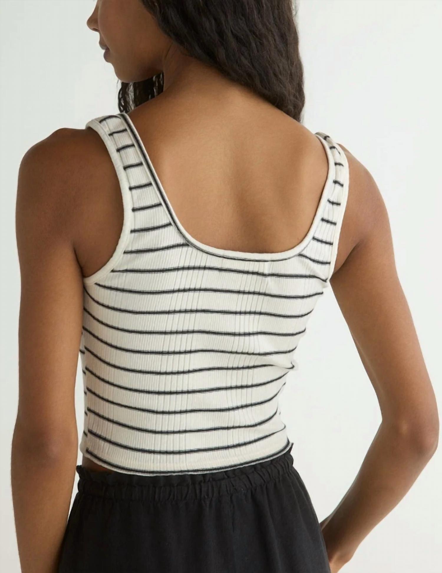 Bella Dahl Sleeveless Square Neck Top in cannes stripe - women's tank top - detail view