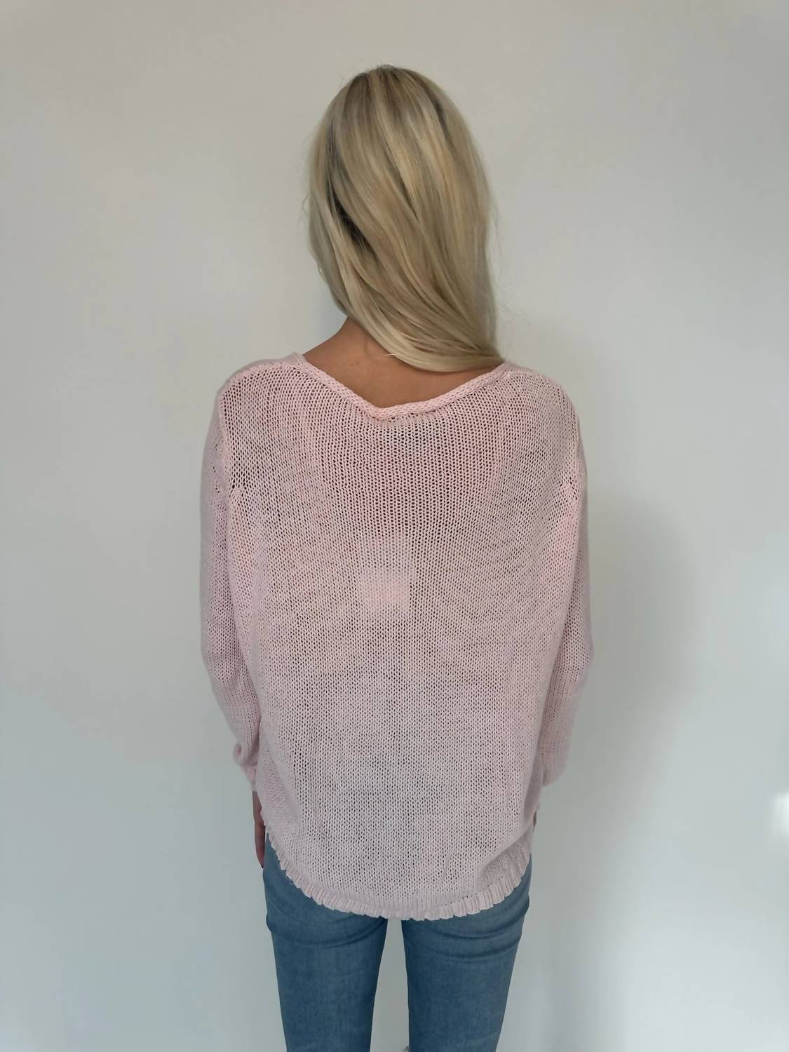 Wooden Ships Seashell Long Sleep Crew Top in caprice pink breaker white - women's long sleeve top - detail view