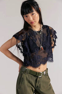 Free People - Lunar Ash Lace Top