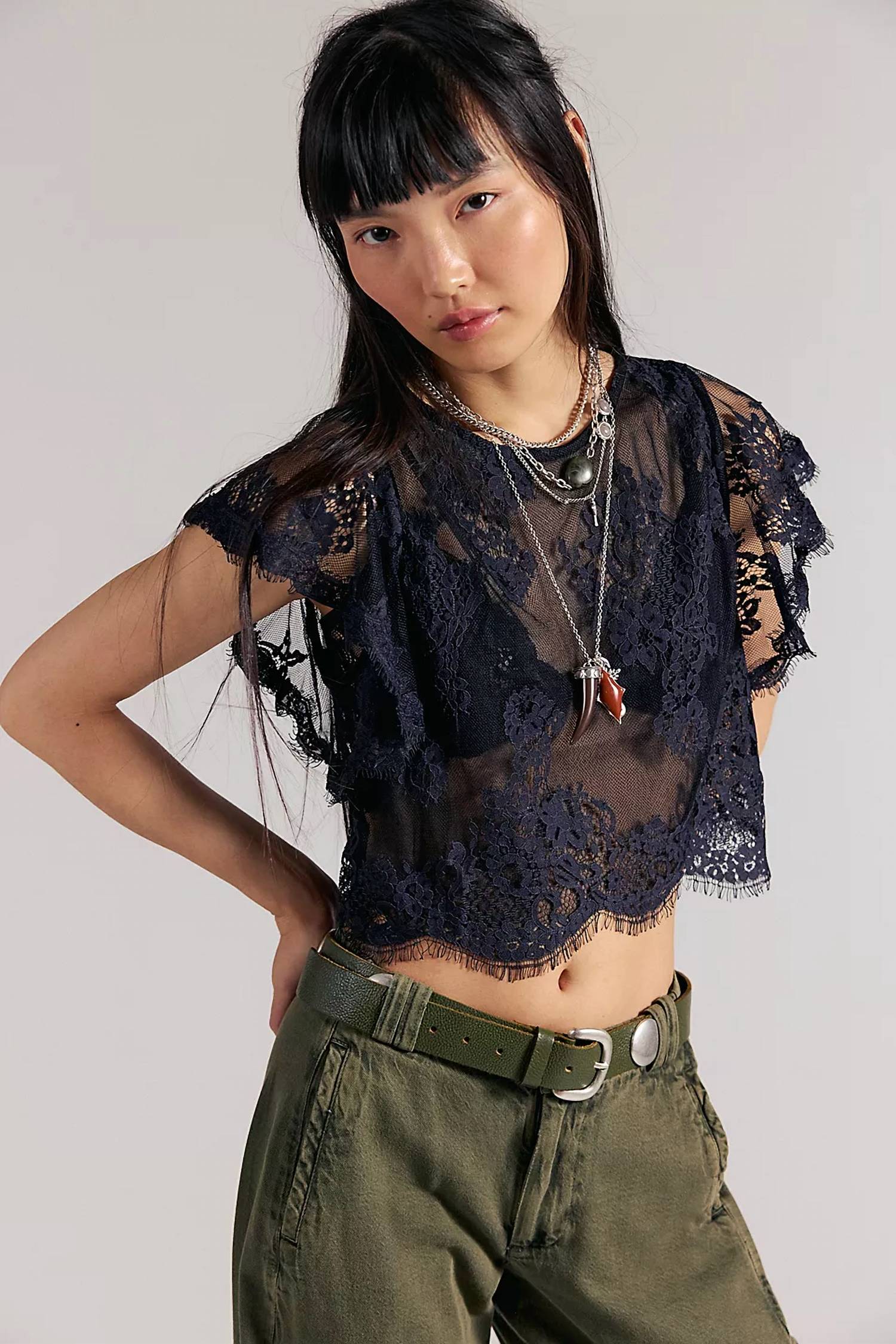 Free People - Lunar Ash Lace Top