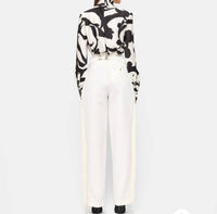 RONNY KOBO Enid Long Sleeve Blouse in black ivory - women's blouse - detail view