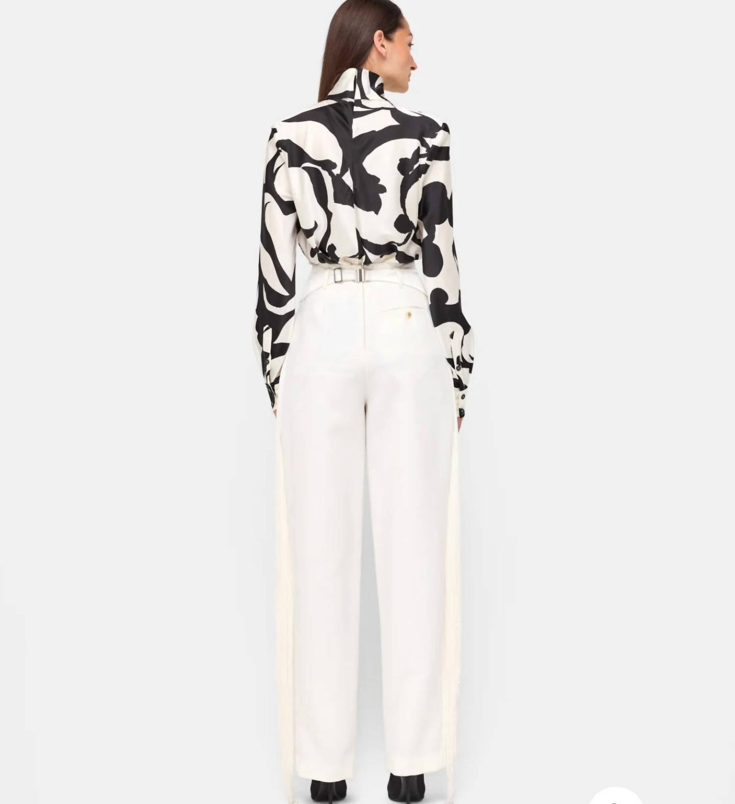 RONNY KOBO Enid Long Sleeve Blouse in black ivory - women's blouse - alternate view