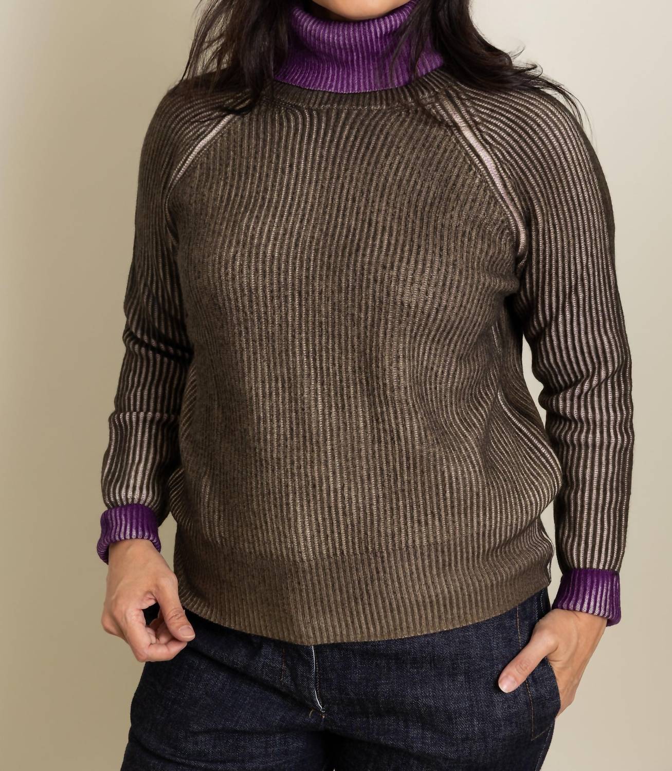 Alessandro Aste Berlin Ribbed Reversible Turtleneck Sweater in clover - women's sweater