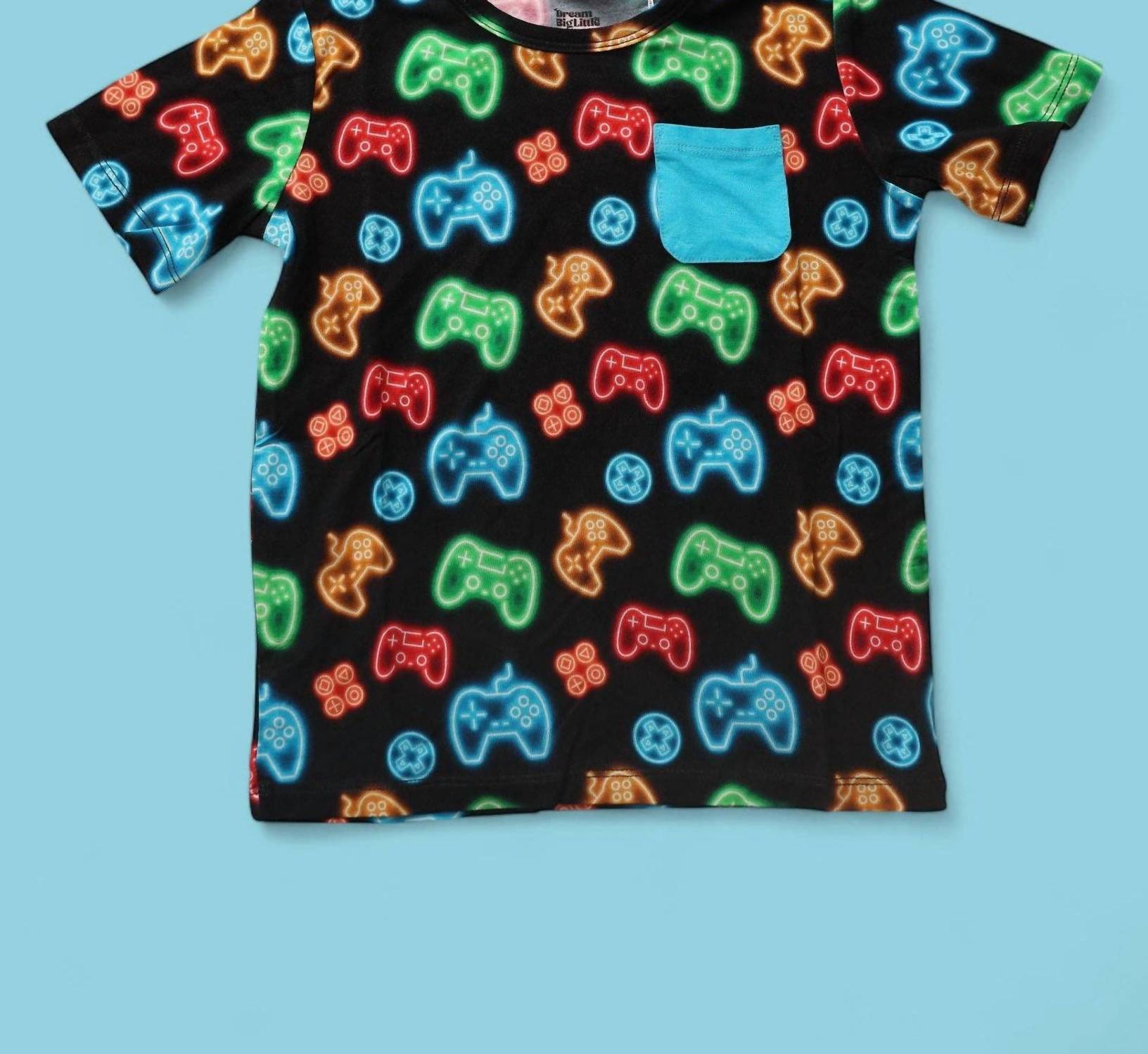Dream Big Little Co. - Boy's Gamer Glow Dream Pocket Tshirt