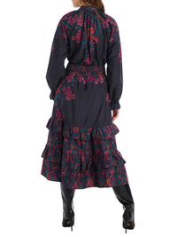 ALLISON NEW YORK Georgia Midi Skirt in painterly floral - women's skirt - detail view