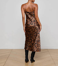 L'Agence Seridie Silk Slip Dress in leopard - women's dress - alternate view