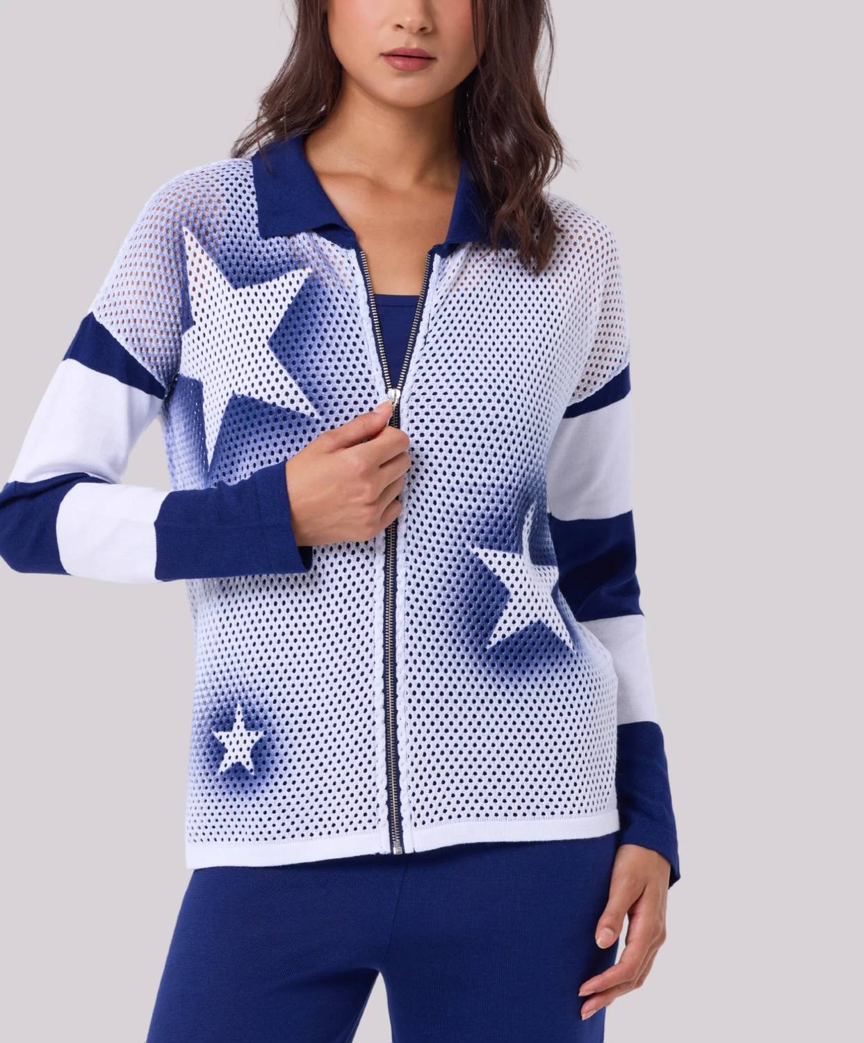 Angel Apparel - Crochet Star Zip-Up Jacket