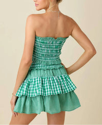 Baby Pink - Mixed Tube Top With Ruffle Short Set