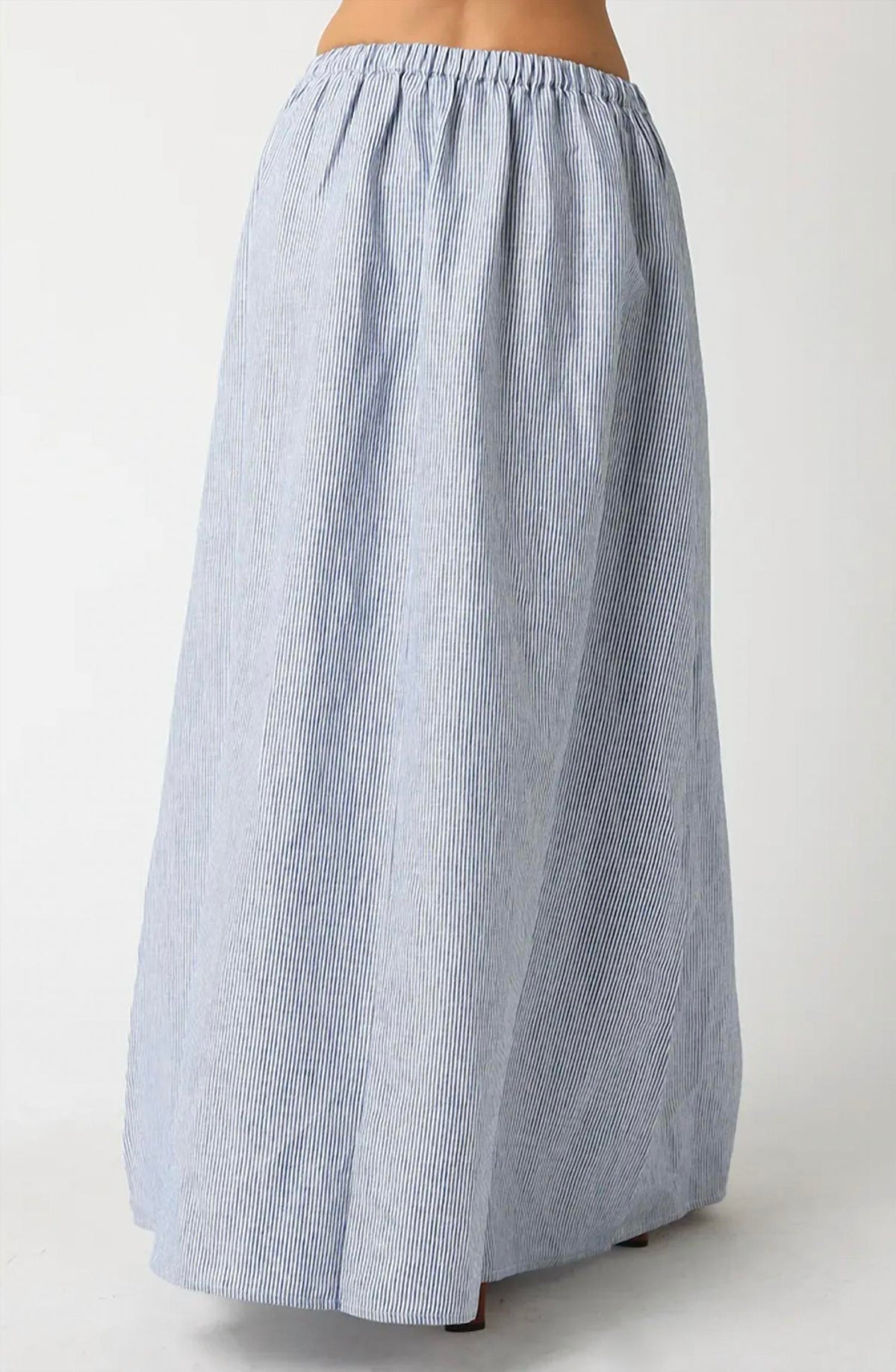 OLIVACEOUS Aleah Linen Skirt in denim - women's skirt - detail view