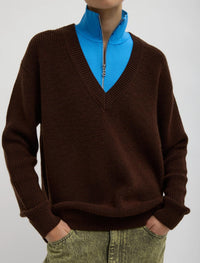 Tibi - Cardigan Stitch V Neck With Removable Dickie Top