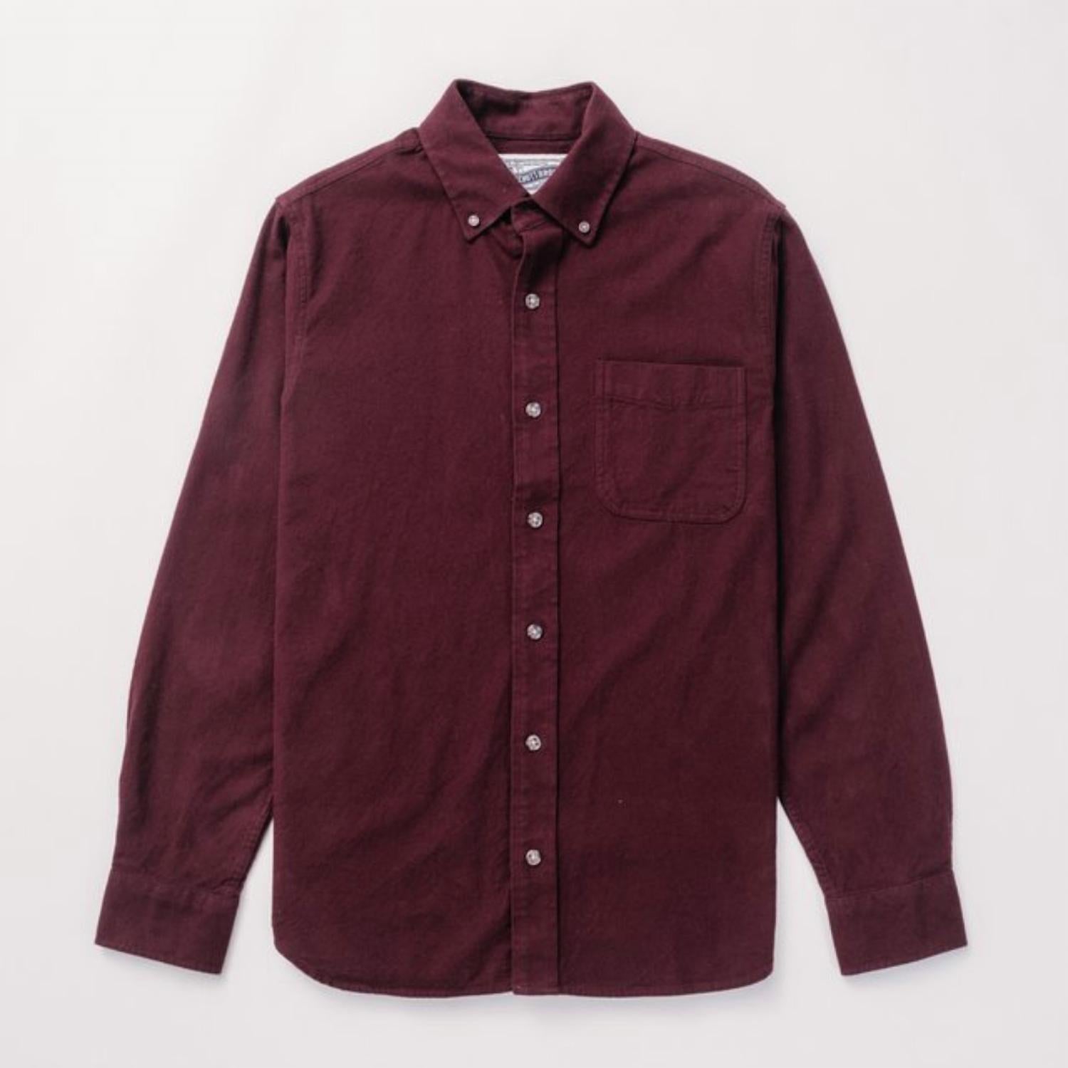 Schott N.Y.C. Men Cotton Flannel Shirt in burgundy - men's shirt