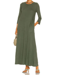 Raquel Allegra Drama Maxi Dress in army green - women's dress