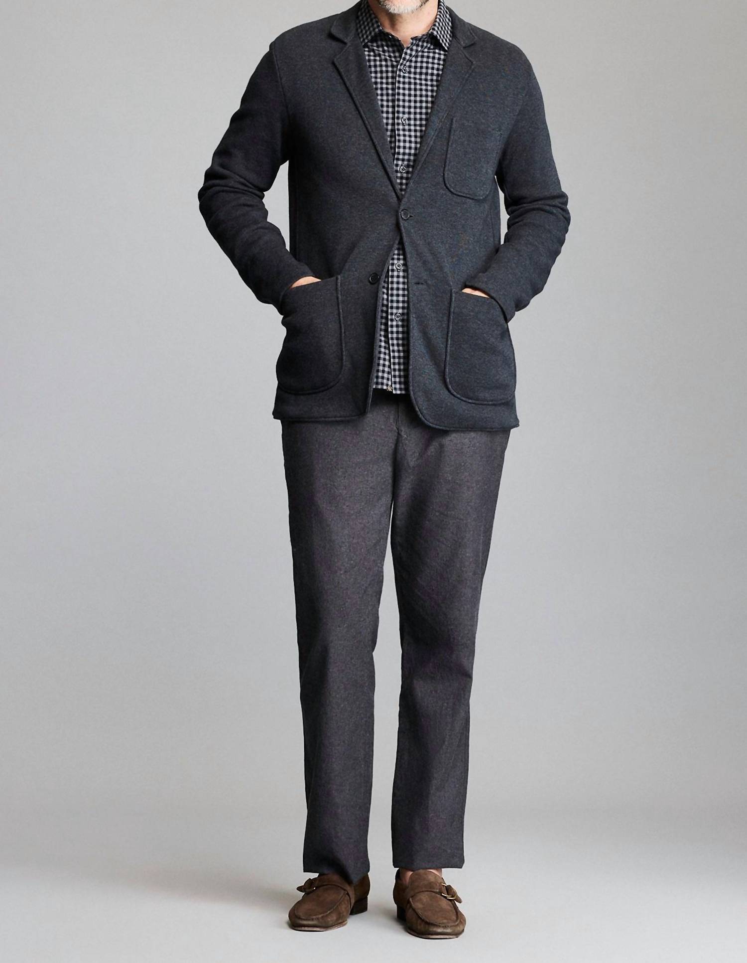 Billy Reid Knit Sport Coat in charcoal heather - men's jacket
