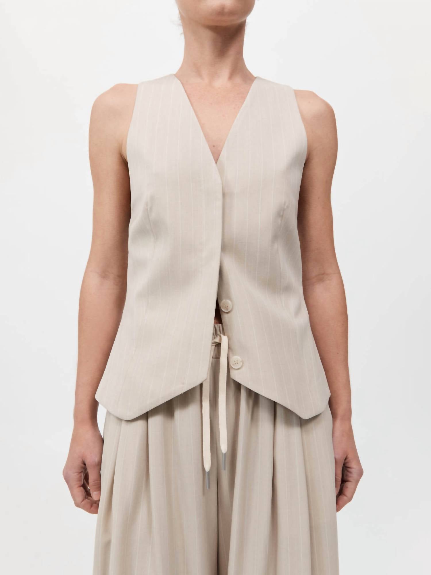 St. Agni - Pinstripe Wool Drawstring Pants