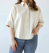 Olivaceous - Lauren Relaxed Short Sleeve Cotton Button Down