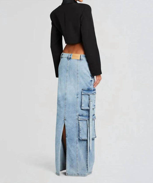 Retrofete - Women's Cerise Cargo Denim Maxi Skirt