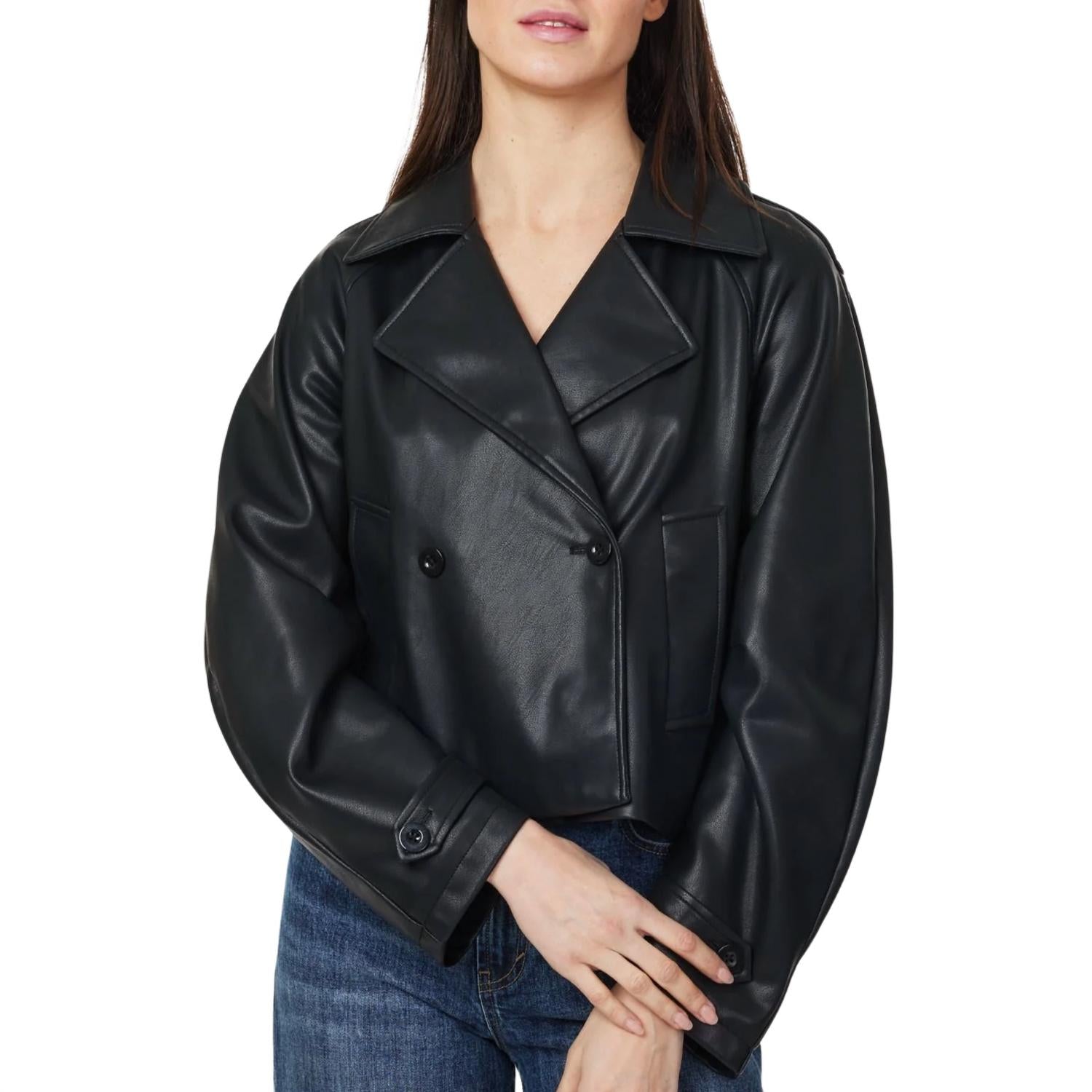 Habitual - Vegan Leather Cropped Trench Coat