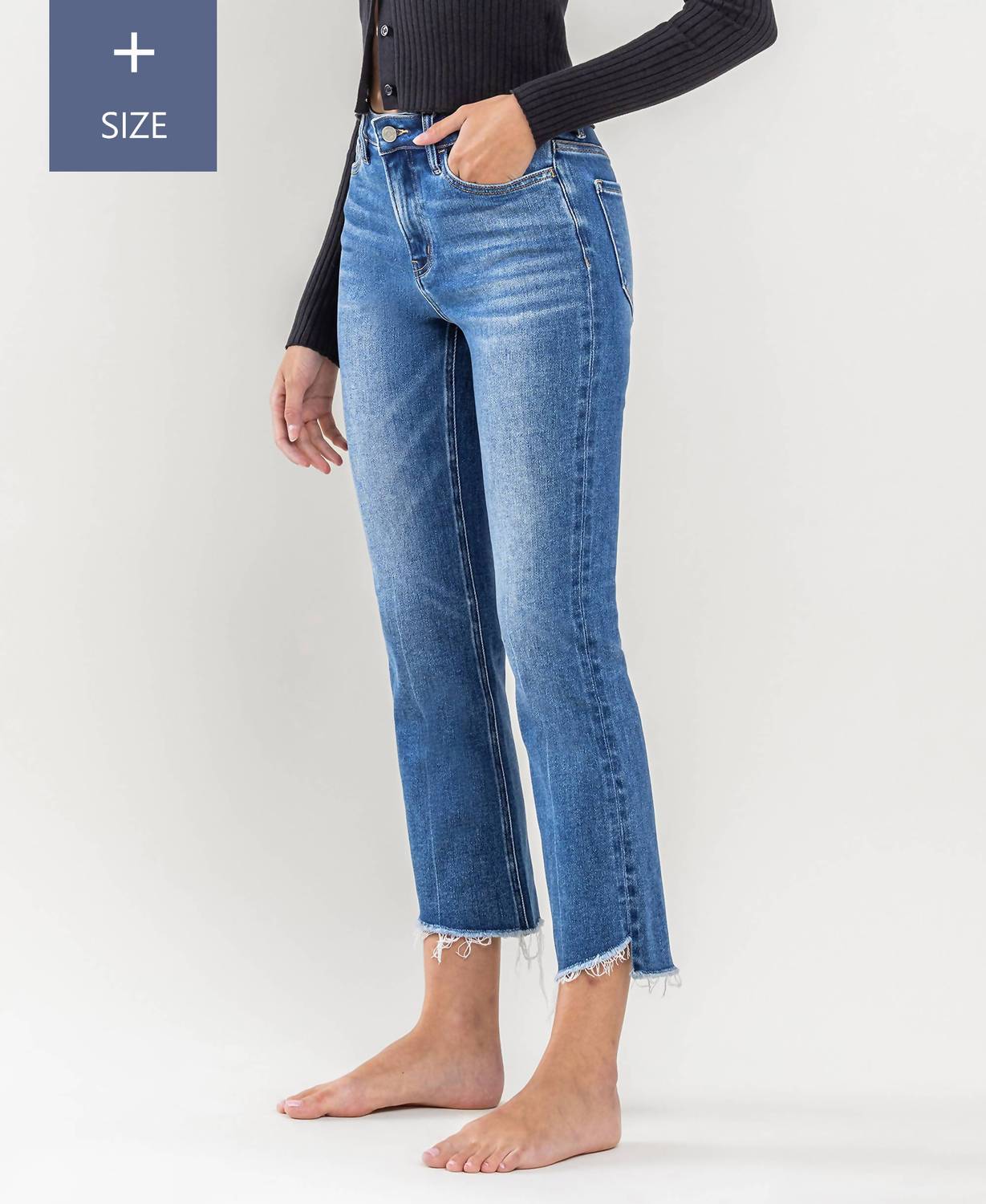 Vervet By Flying Monkey - High Rise Raw Step Hem Kick Flare Jeans - Plus