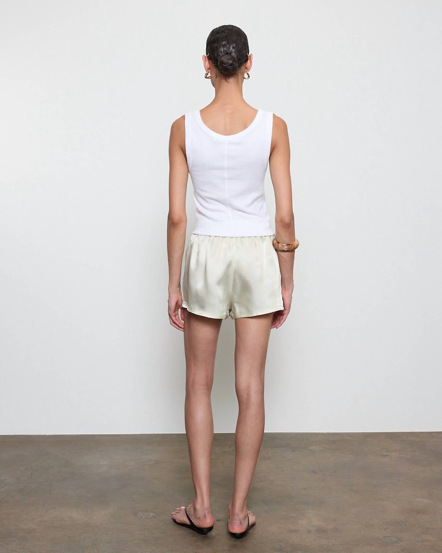 Enza Costa Supima Baby Rib Tank in white - women's tank top - view 6